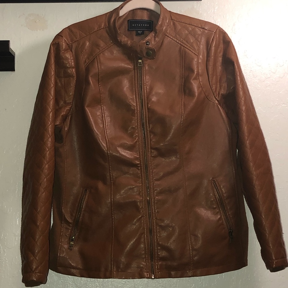 Brown Faux Leather Jacket